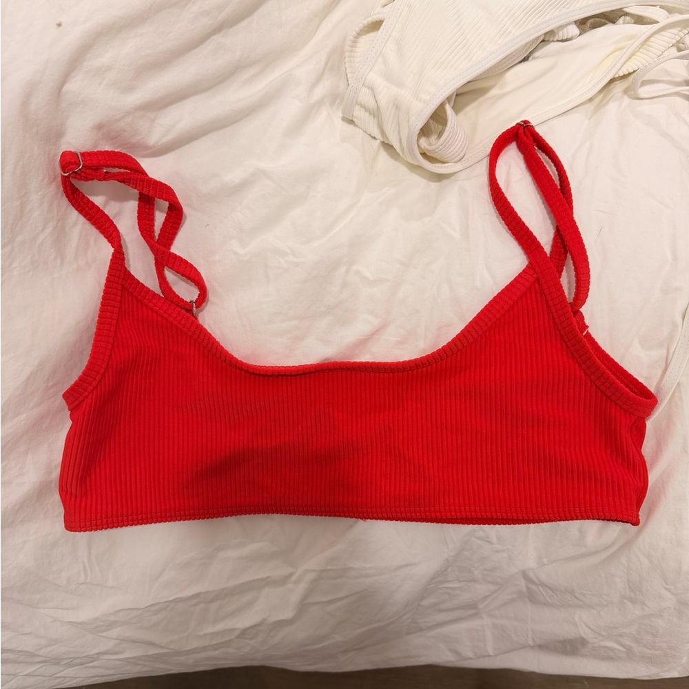Frankie's Bikinis Red Ribbed Bralette